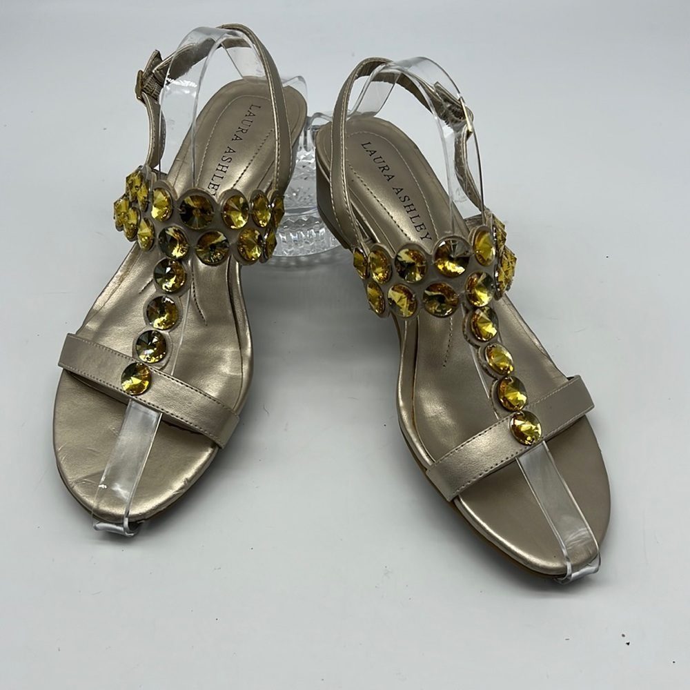 Laura Ashley Gold Jeweled Sandals size 6.5